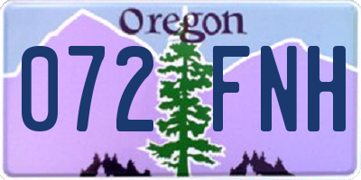 OR license plate 072FNH