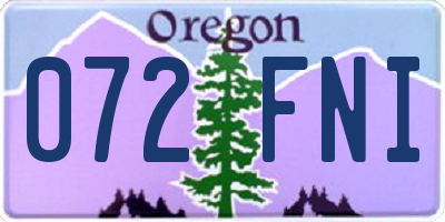OR license plate 072FNI