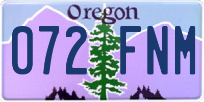 OR license plate 072FNM