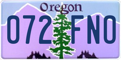 OR license plate 072FNO