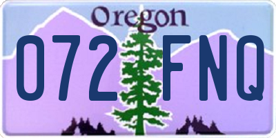 OR license plate 072FNQ