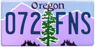 OR license plate 072FNS