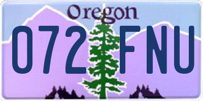OR license plate 072FNU