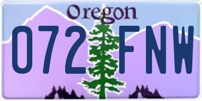 OR license plate 072FNW