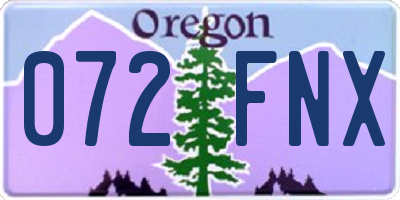 OR license plate 072FNX