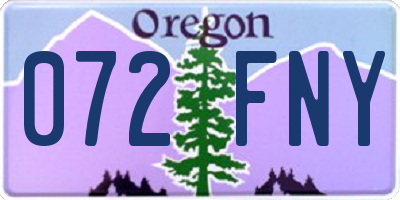 OR license plate 072FNY