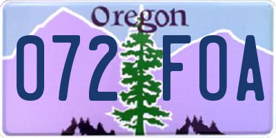 OR license plate 072FOA