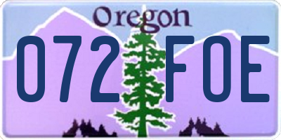 OR license plate 072FOE