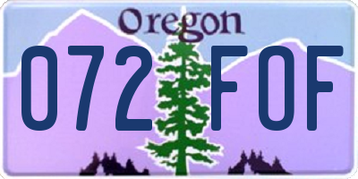 OR license plate 072FOF