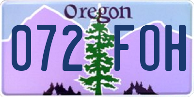 OR license plate 072FOH