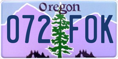 OR license plate 072FOK