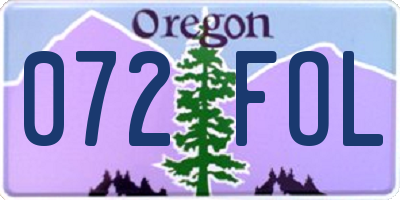 OR license plate 072FOL