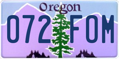 OR license plate 072FOM