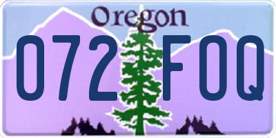 OR license plate 072FOQ