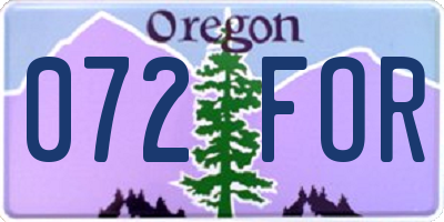 OR license plate 072FOR