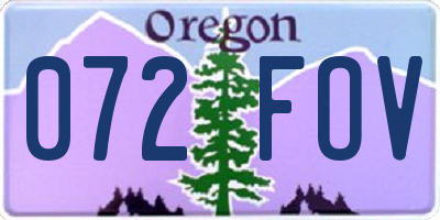 OR license plate 072FOV