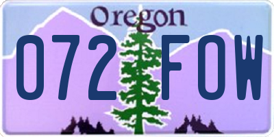 OR license plate 072FOW