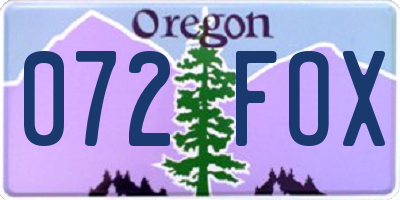 OR license plate 072FOX