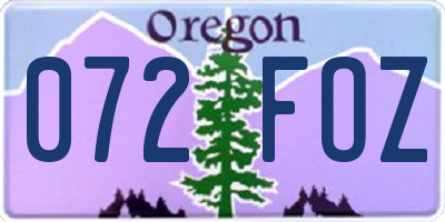 OR license plate 072FOZ
