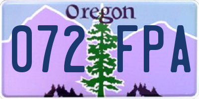 OR license plate 072FPA