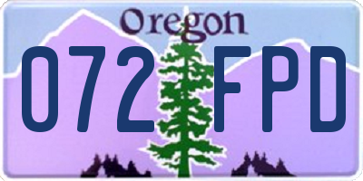 OR license plate 072FPD