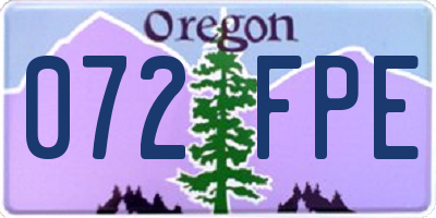 OR license plate 072FPE