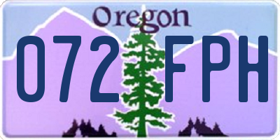 OR license plate 072FPH