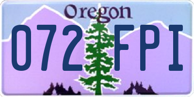 OR license plate 072FPI