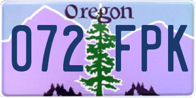 OR license plate 072FPK