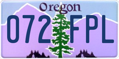 OR license plate 072FPL