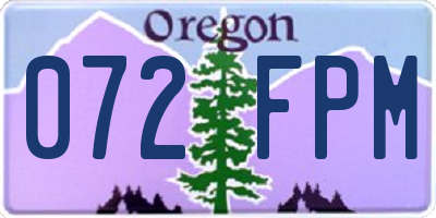 OR license plate 072FPM