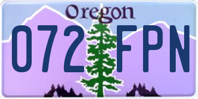 OR license plate 072FPN
