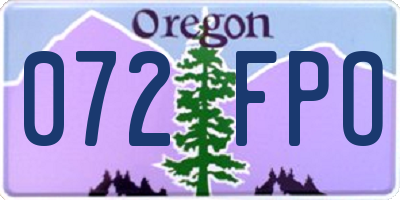 OR license plate 072FPO