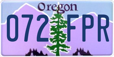 OR license plate 072FPR