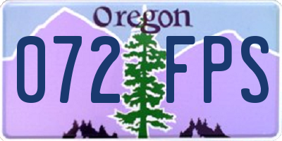 OR license plate 072FPS