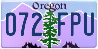OR license plate 072FPU