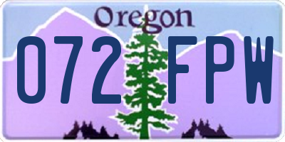 OR license plate 072FPW