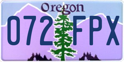 OR license plate 072FPX