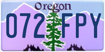 OR license plate 072FPY