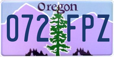 OR license plate 072FPZ
