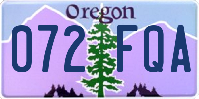 OR license plate 072FQA