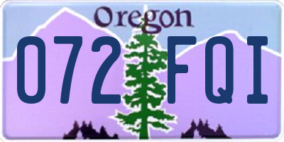 OR license plate 072FQI