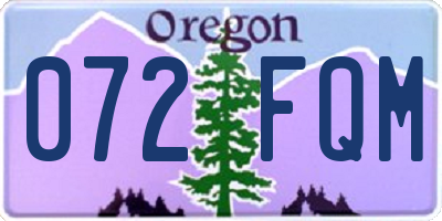 OR license plate 072FQM