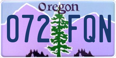 OR license plate 072FQN
