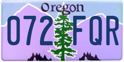 OR license plate 072FQR