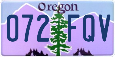 OR license plate 072FQV