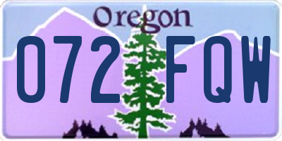 OR license plate 072FQW
