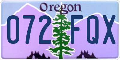 OR license plate 072FQX