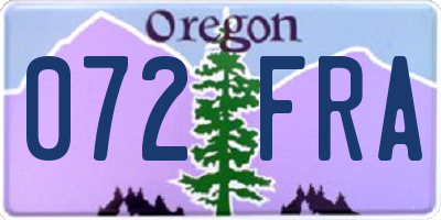 OR license plate 072FRA