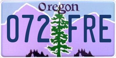 OR license plate 072FRE